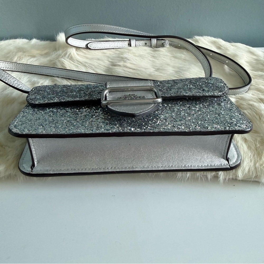 Coach Morgan Square Silver Glitter Crossbody Bag - Picture 7 of 15